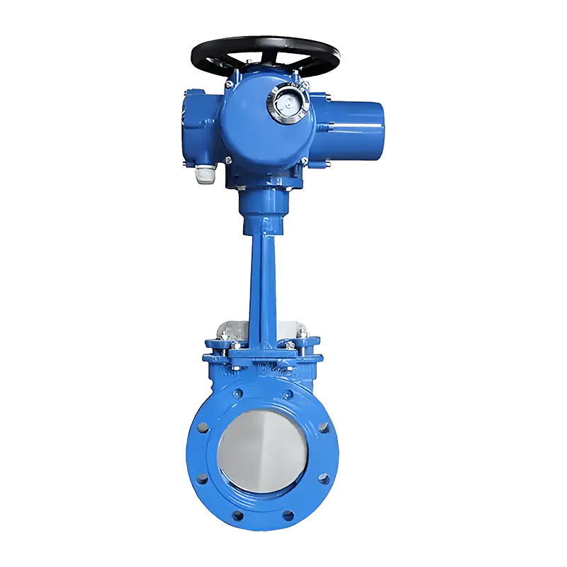 Elektrisk flänsad knivslussventil