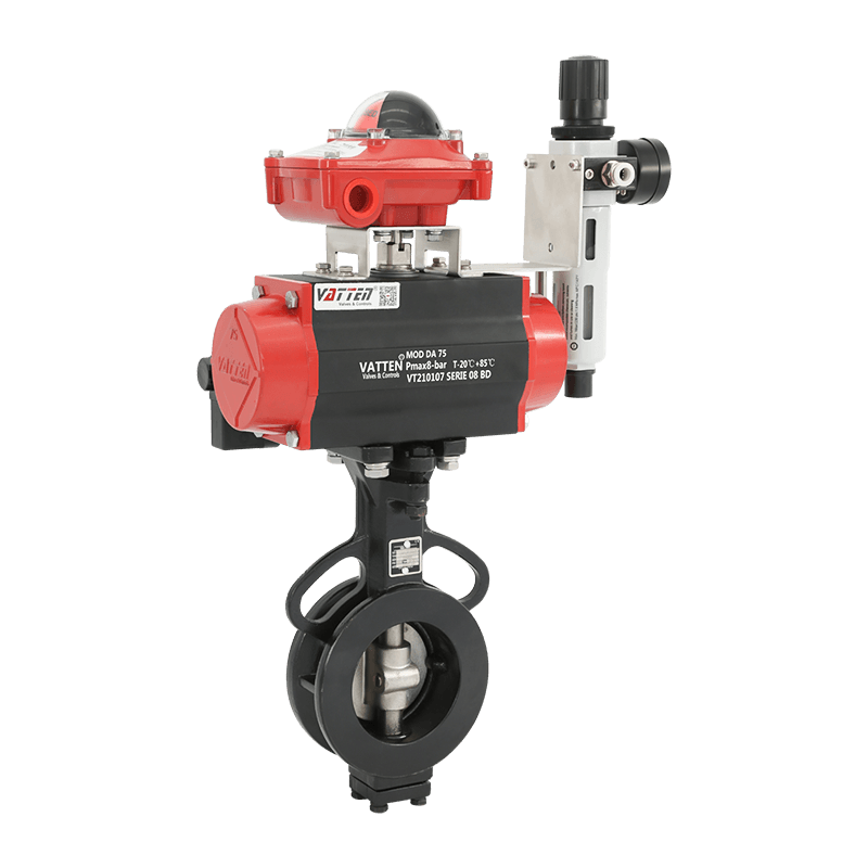 Pneumatisk dubbel excentrisk vridspjällsventil