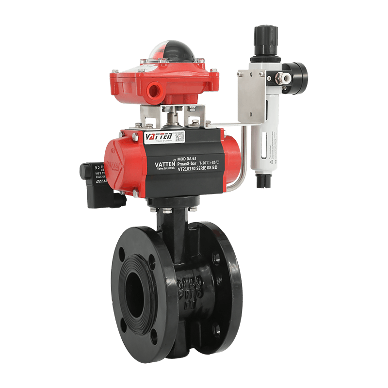 Pneumatisk flänsad vridspjällsventil